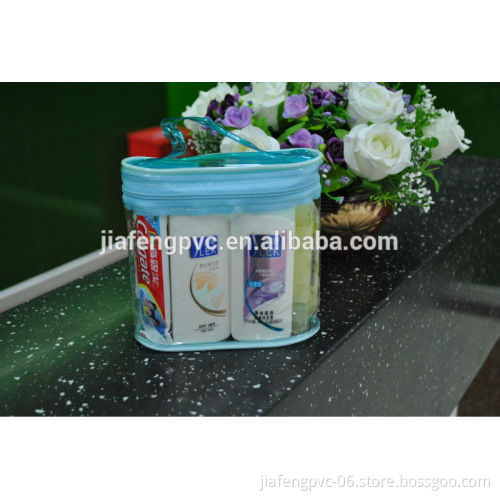 Clear PVC Bag with Blue Piping and Handle